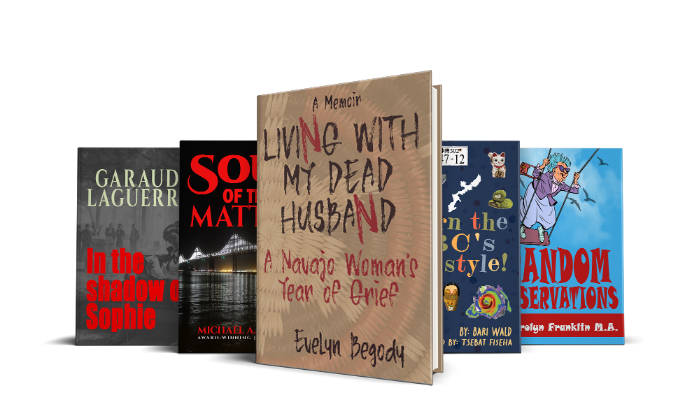 Book covers designed for Evelyn Begody, Bari Wald, Carrolyn Franklin M. A., Garaudi Laguerre and Michael A. Kroll